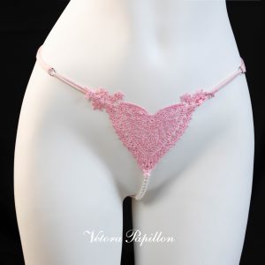 Rosé Pearl Lace Thong