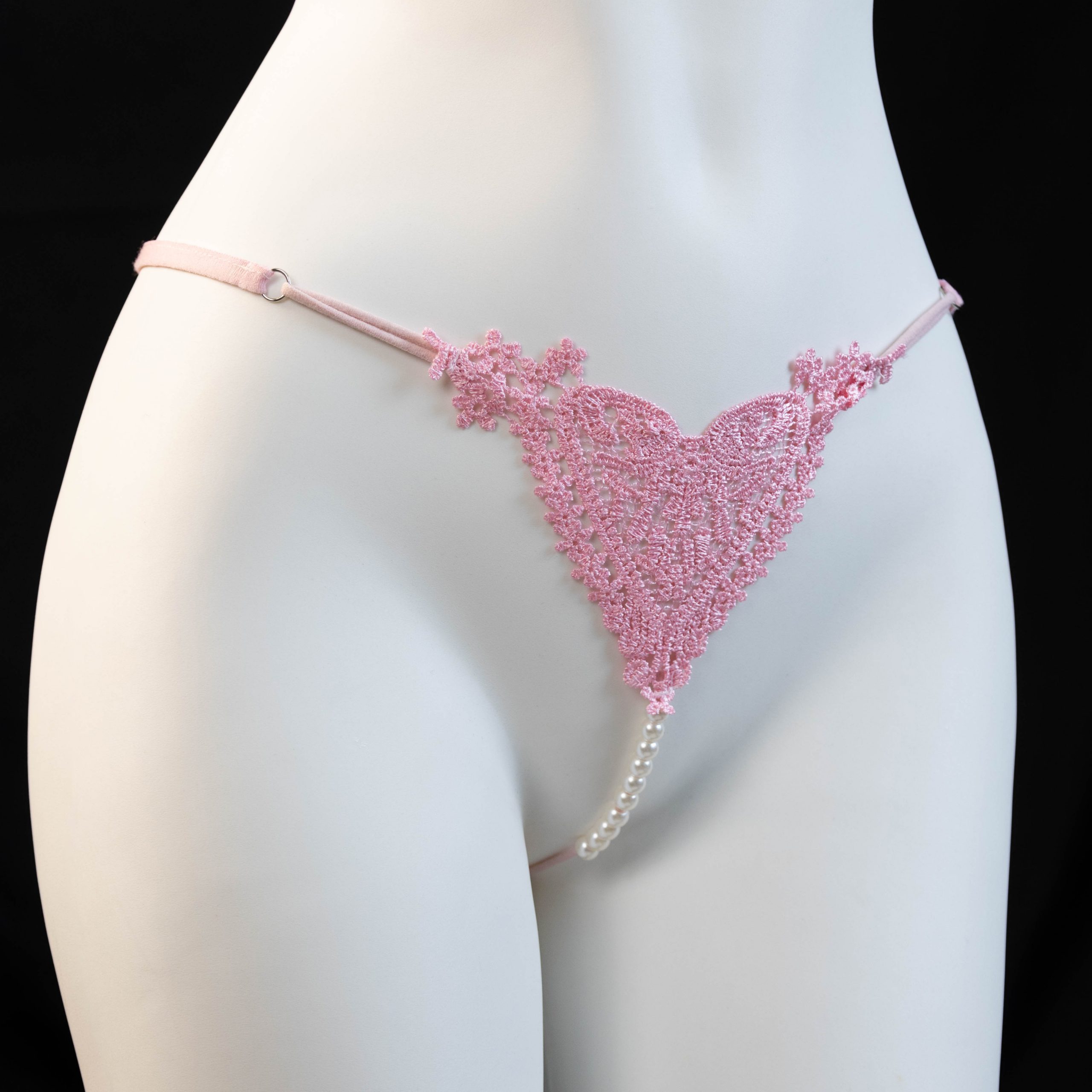 Rosé Pearl Lace Thong - Image 2
